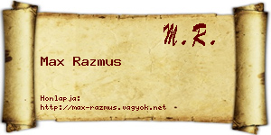 Max Razmus névjegykártya